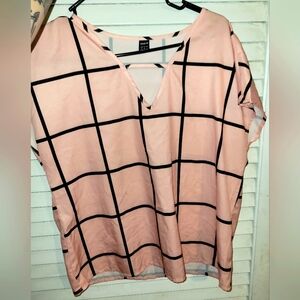 Women's Medium Black and Pink Stripped Blouse